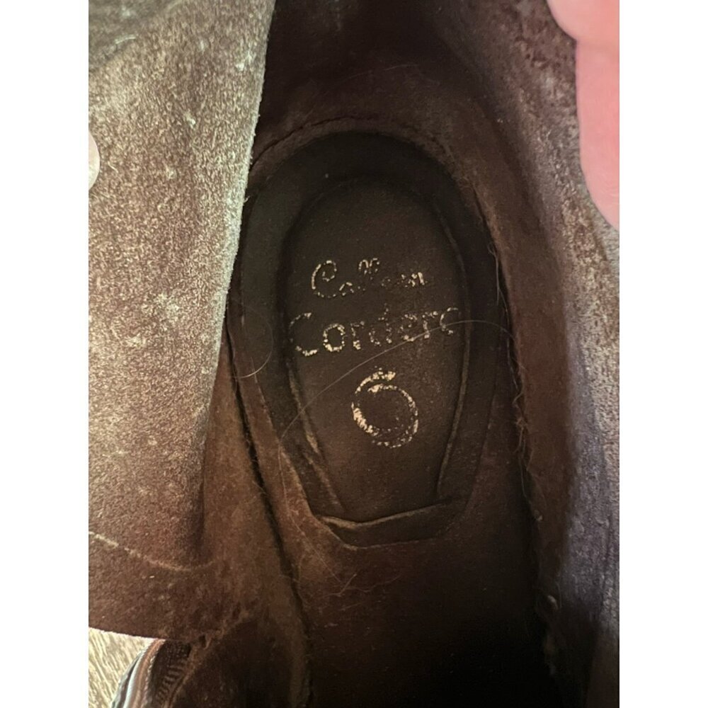 Calleen Cordero Vintage Y2K studded distressed brown leather peep toe booties 9 - Picture 12 of 15
